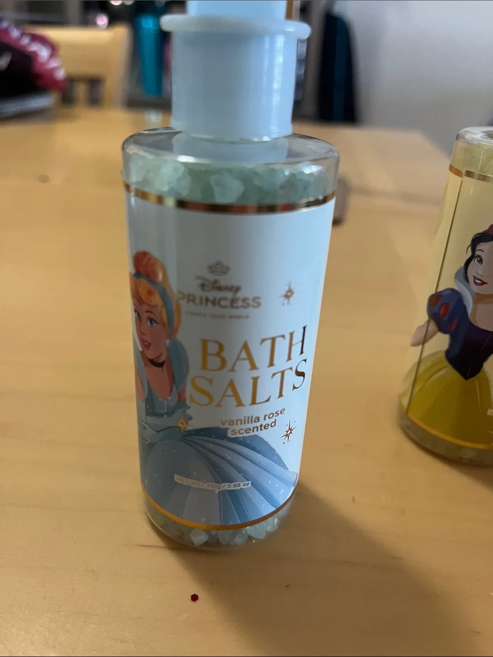 Disney Princess Bath Salts Trio - Blue, Yellow, Peach Bottles
